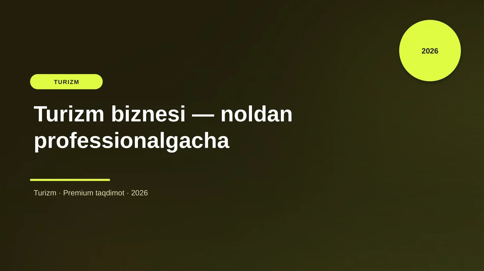 Turizm biznesi — noldan professionalgacha