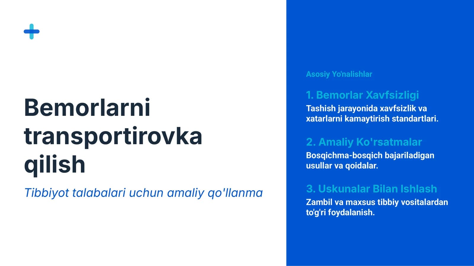 Bemorlarni transportirovka qilish
