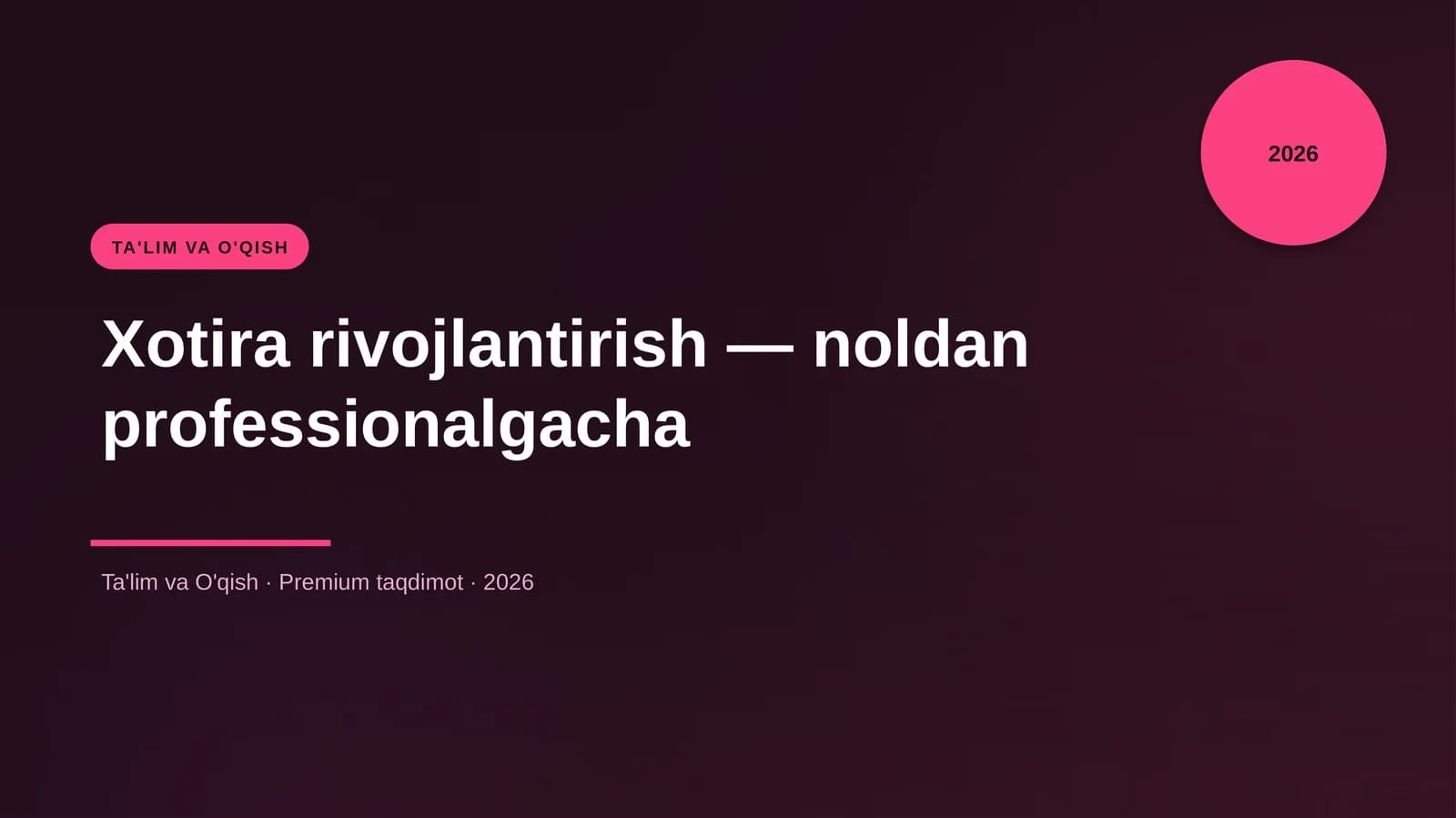 Xotira rivojlantirish — noldan professionalgacha