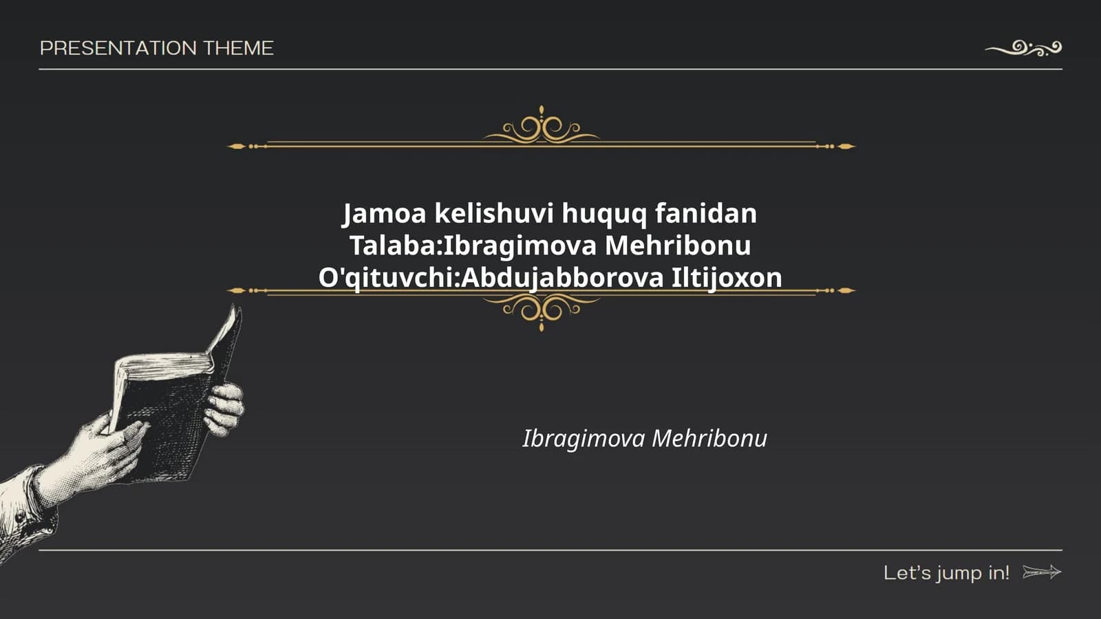 Jamoa kelishuvi huquq fanidan