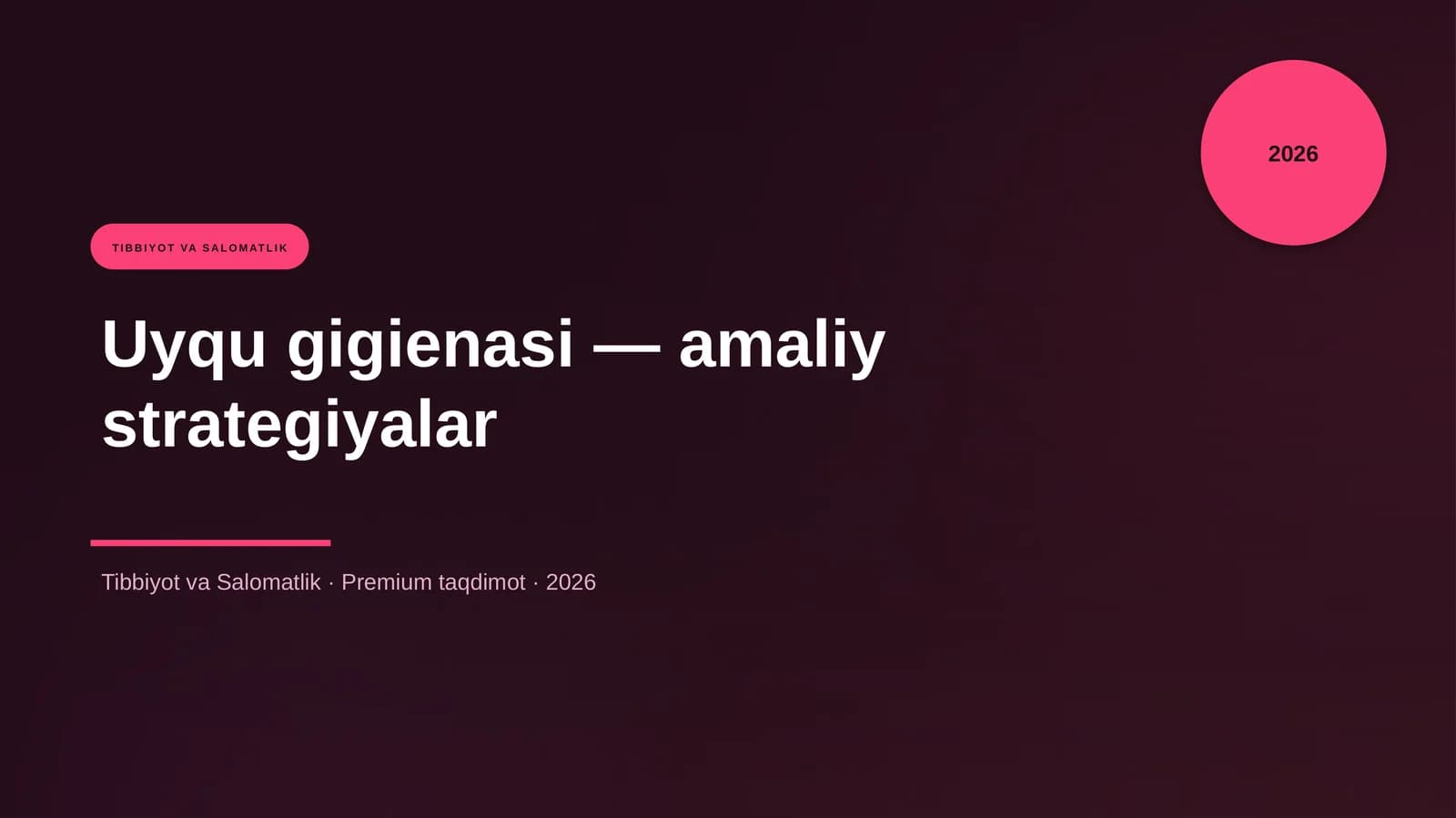 Uyqu gigienasi — amaliy strategiyalar