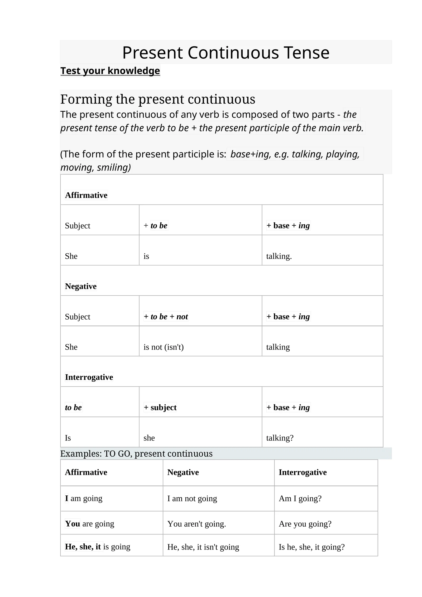 Present Continuous Tense