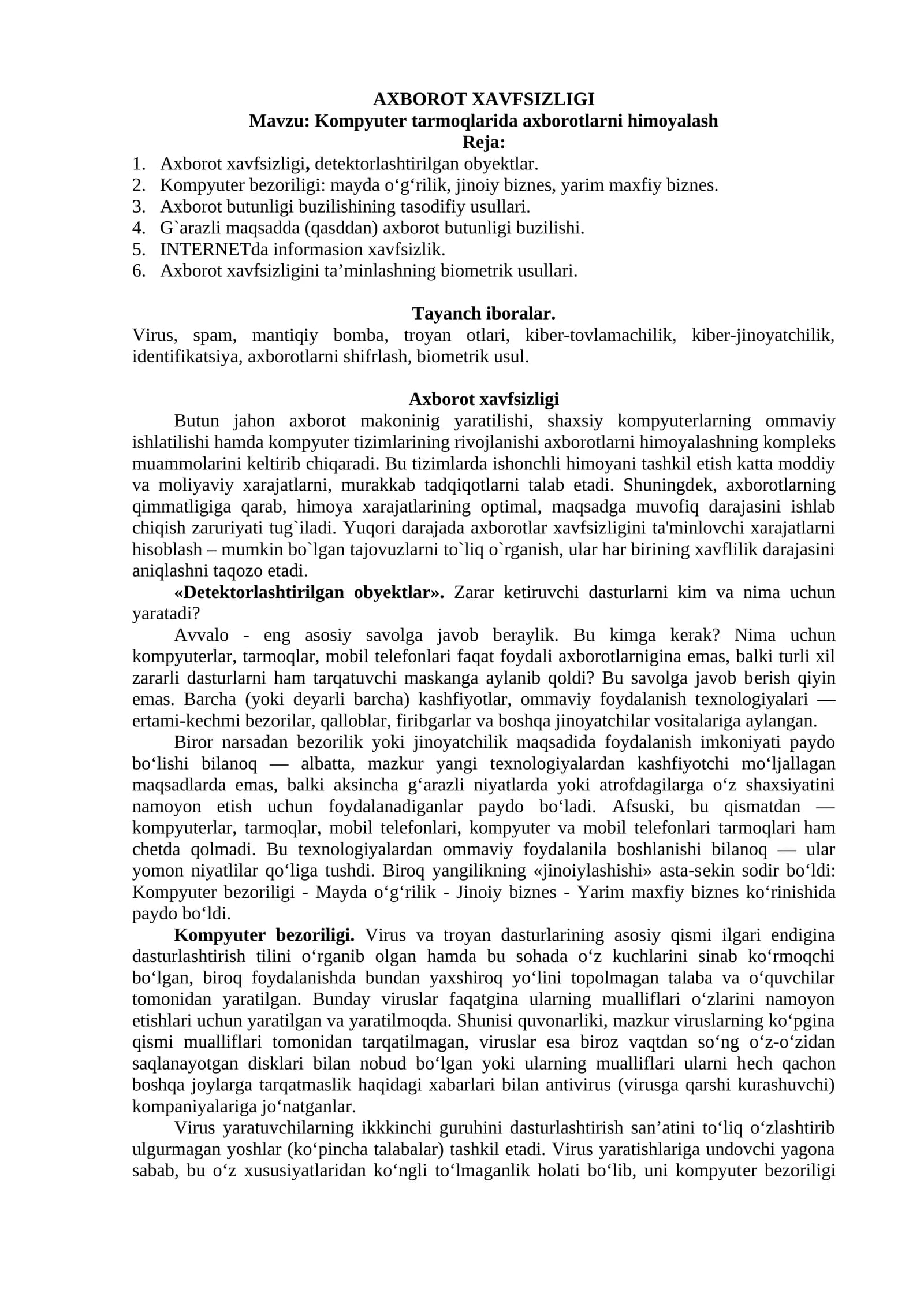 AXBOROT XAVFSIZLIGI