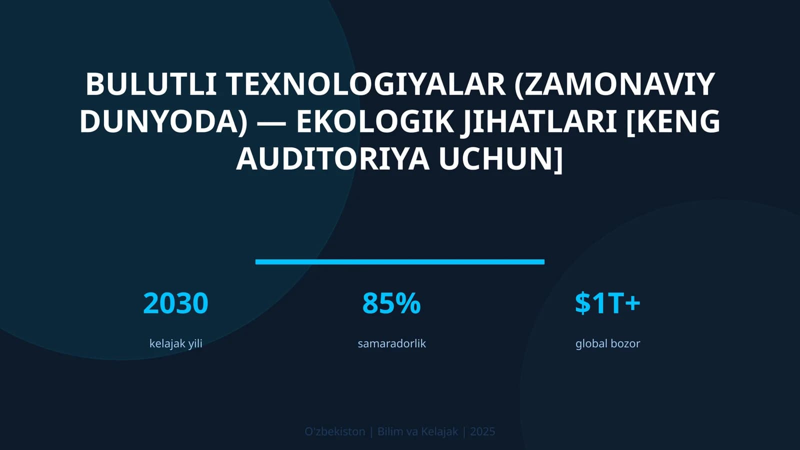Bulutli texnologiyalar (zamonaviy dunyoda) — ekologik jihatlari [keng auditoriya uchun]