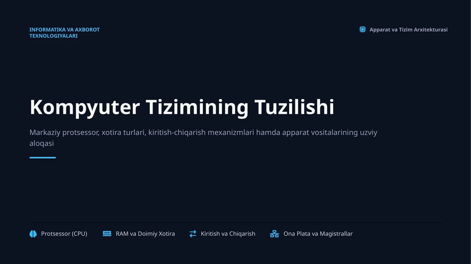 Kompyuter Tizimining Tuzilishi
