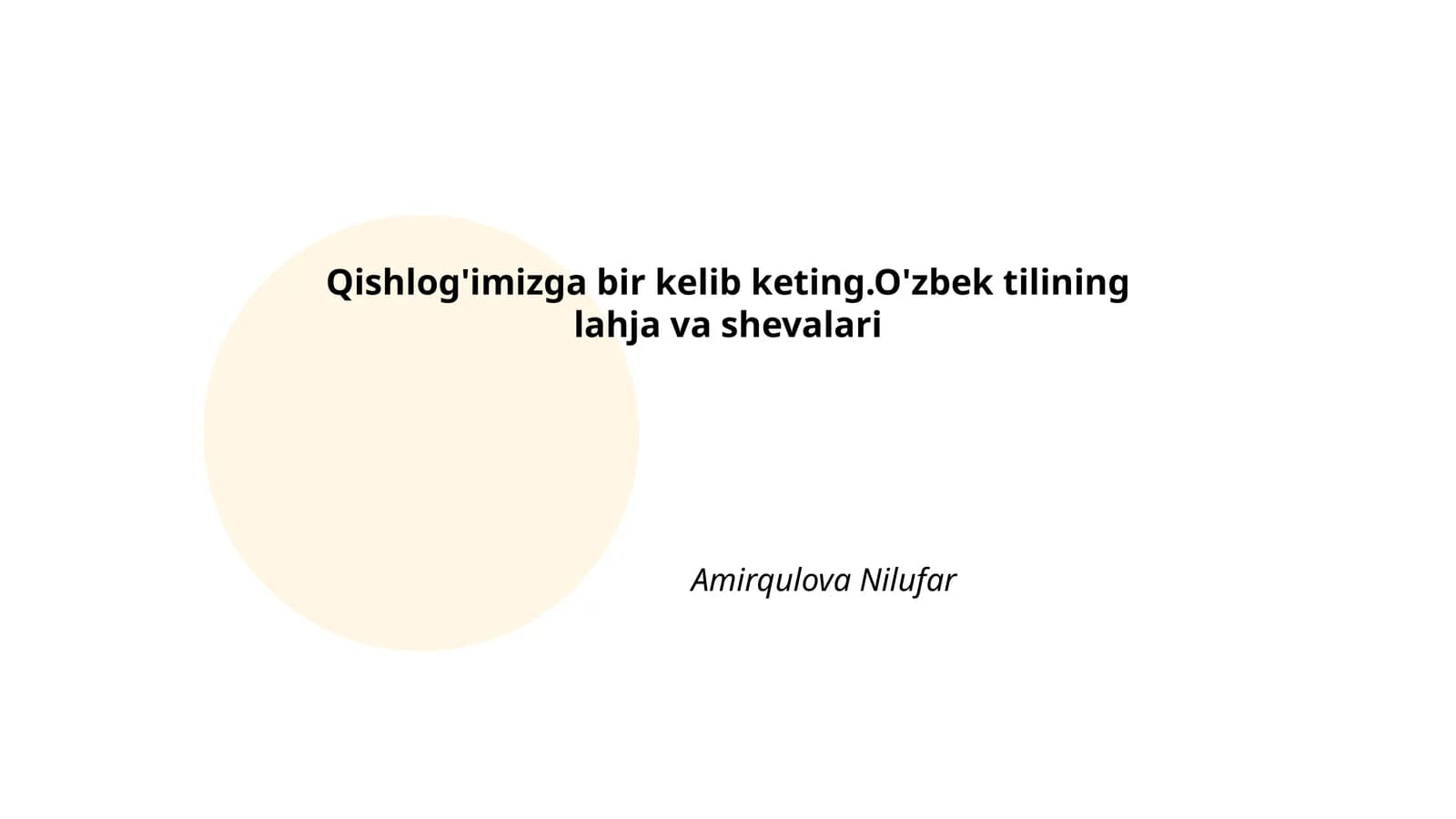 Qishloq dialektlariga kirish