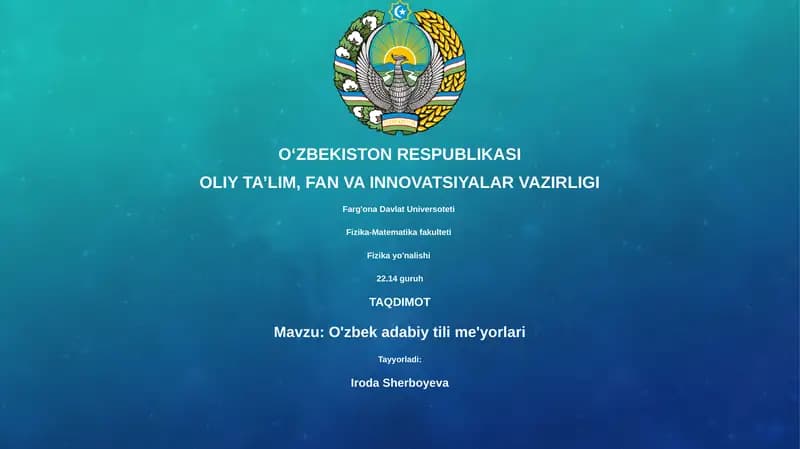 O'zbek adabiy tili me'yorlari