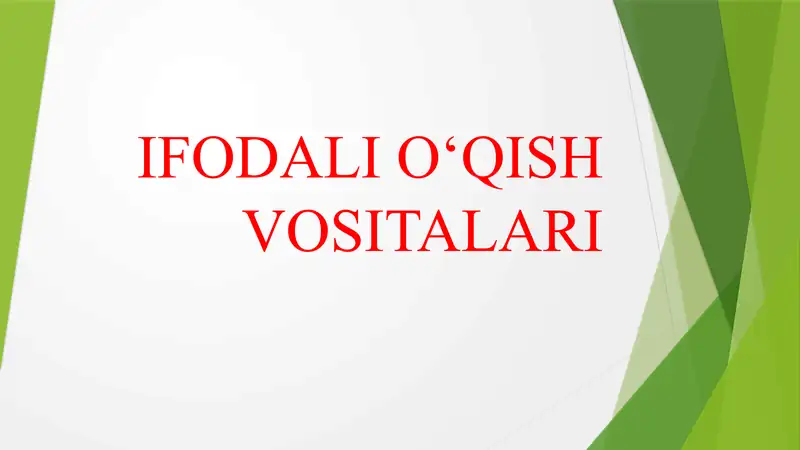 Ifodali O‘qish Vositalari
