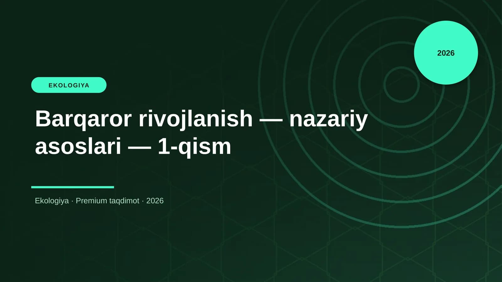 Barqaror rivojlanish — nazariy asoslari — 1-qism