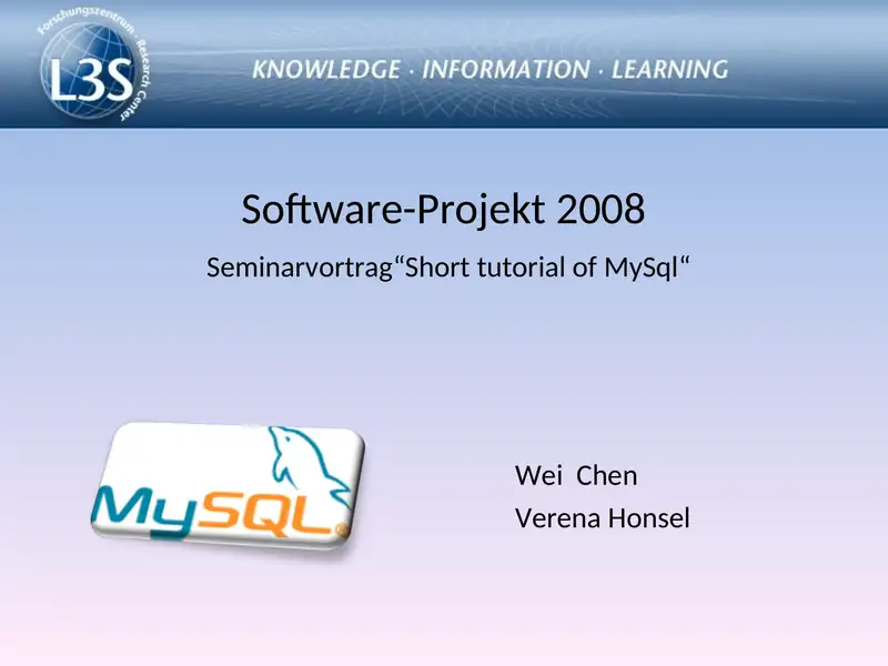 Short tutorial of MySql