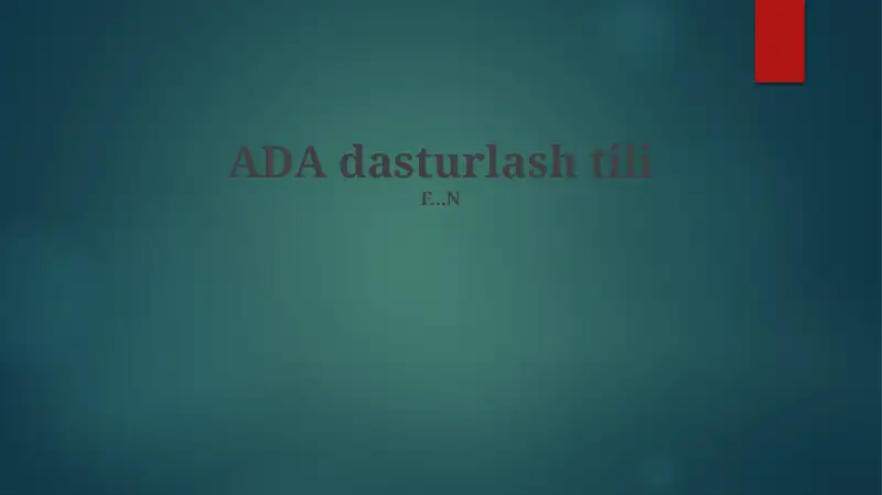 ADA dasturlash tili