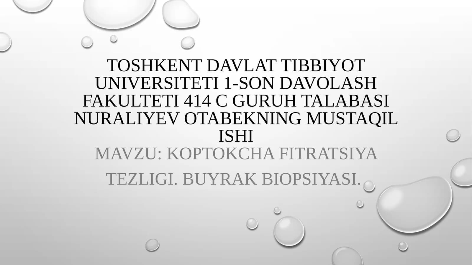 Koptokcha Fitratsiya Tezligi. Buyrak biopsiyasi