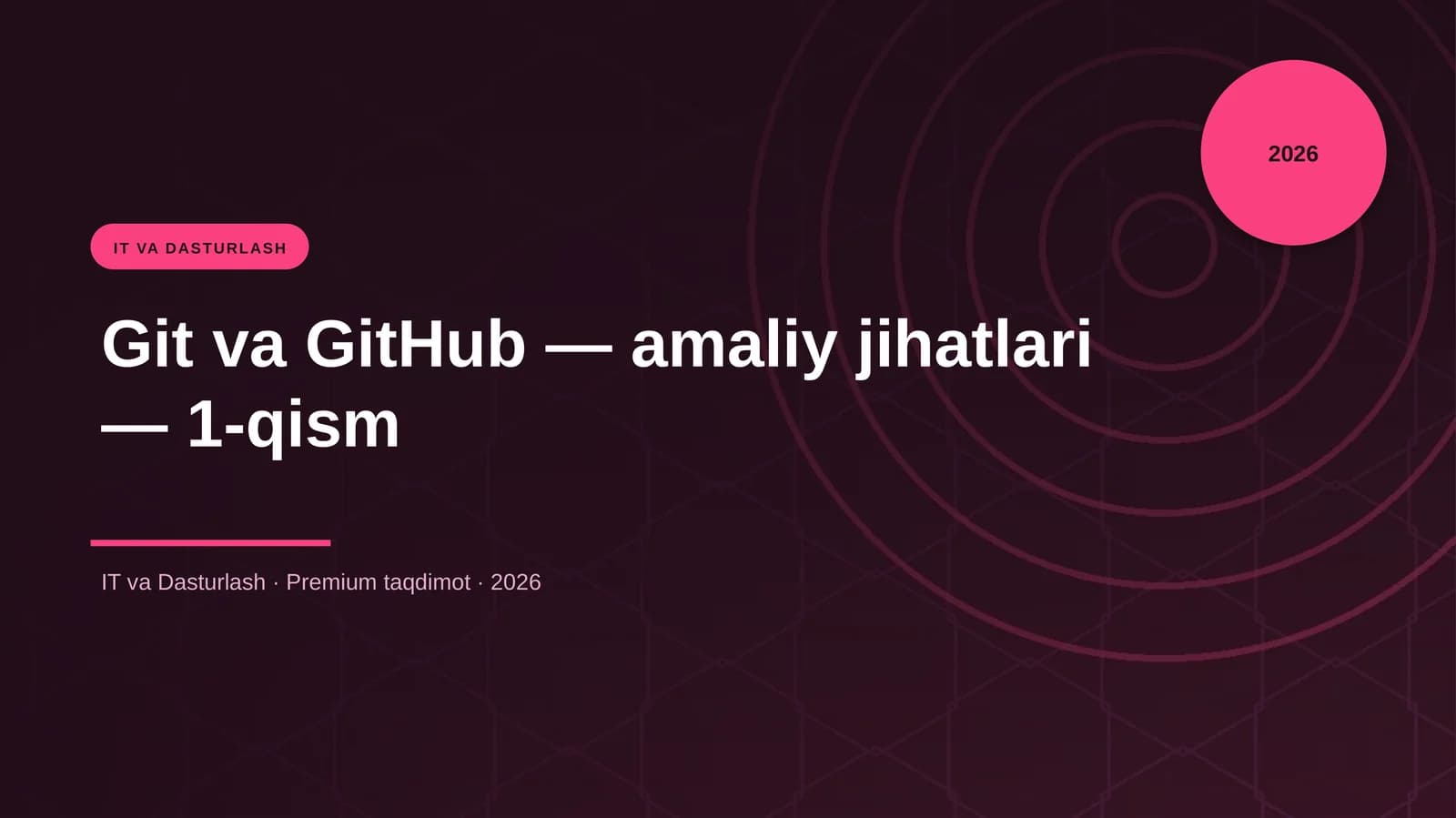 Git va GitHub — amaliy jihatlari — 1-qism
