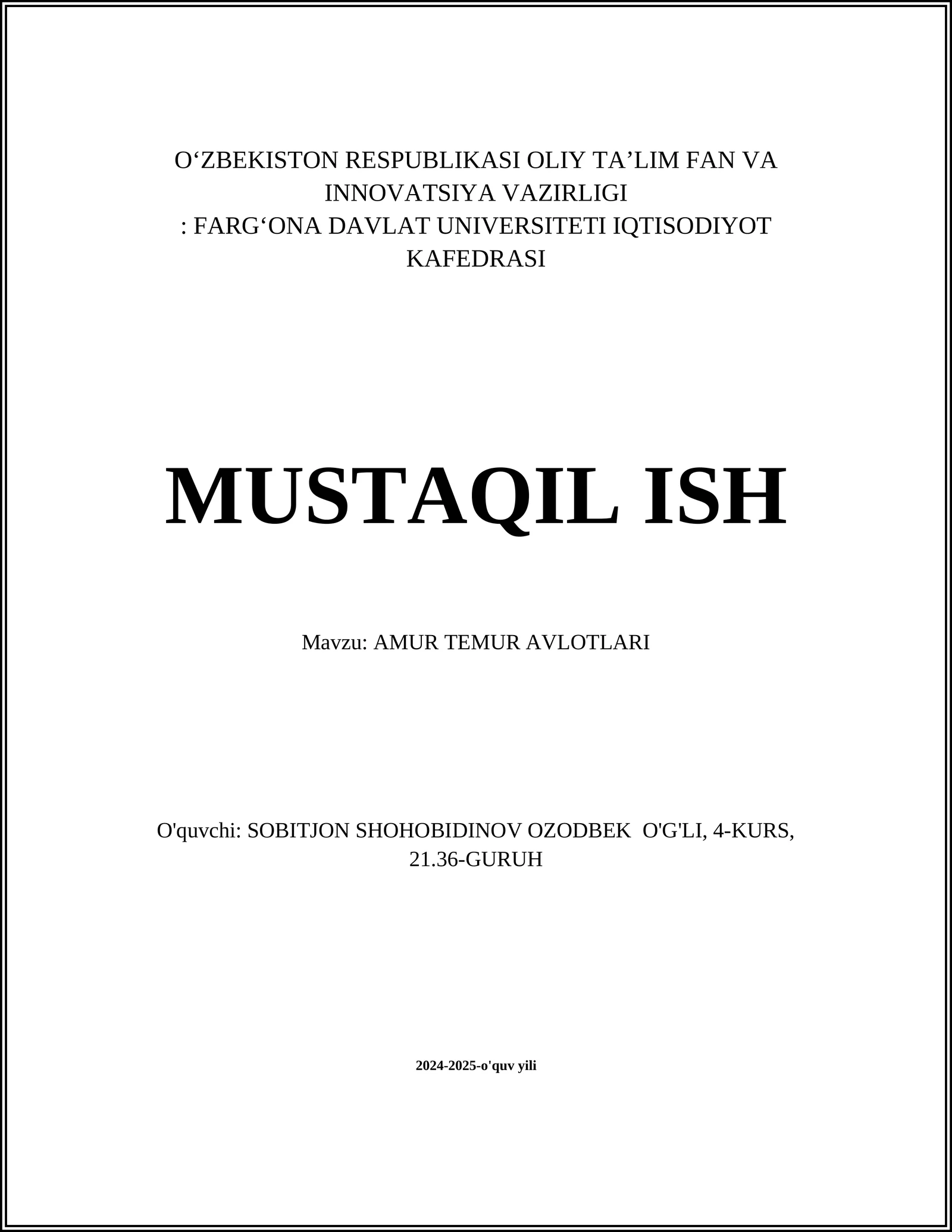 AMUR TEMUR AVLOTLARI