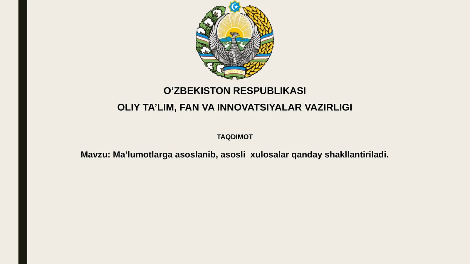 Maʼlumotlargaasoslanib, asoslixulosalarqandayshakllantiriladi