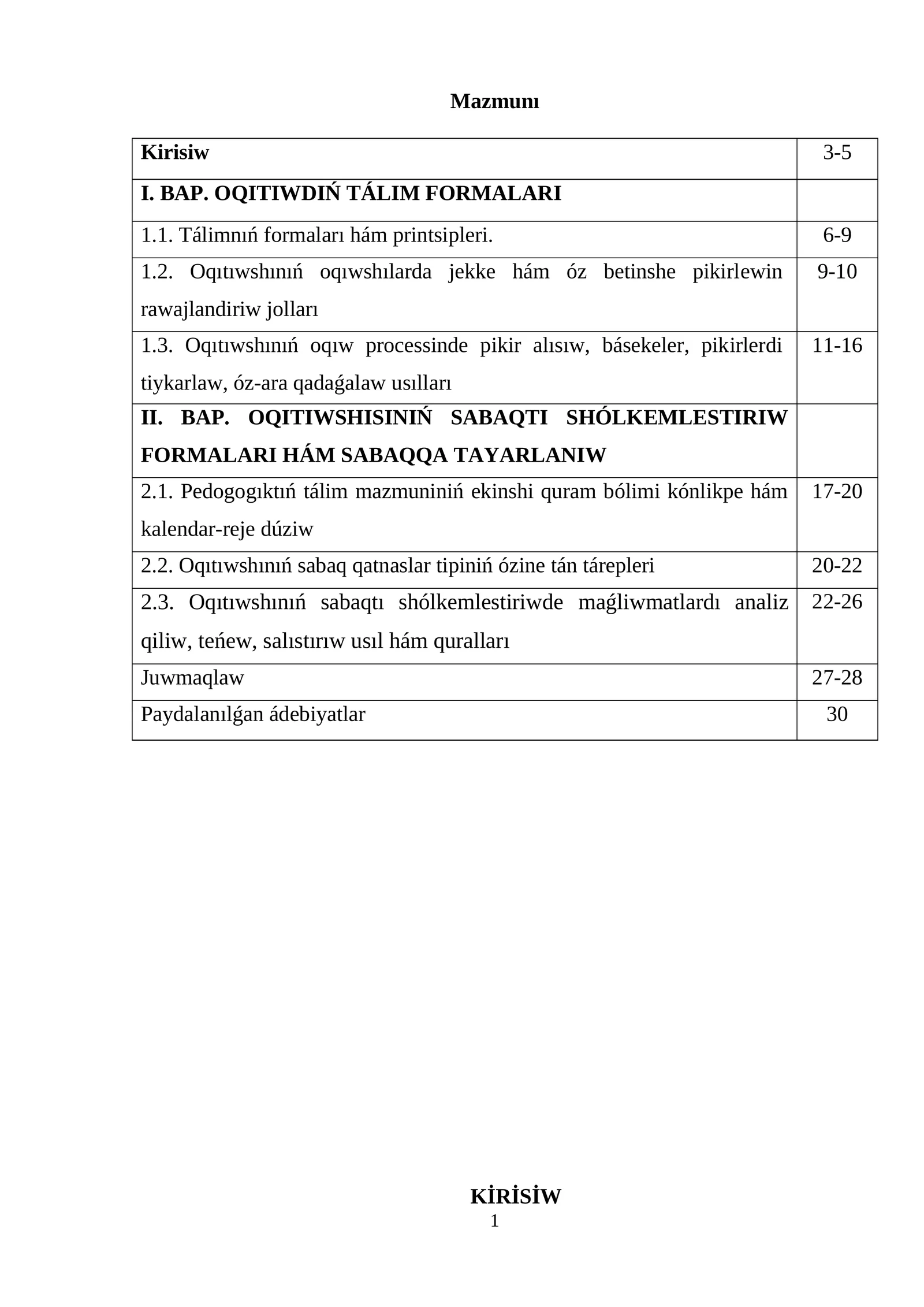 Muǵallimniń sabaqqa tayarlanıwı