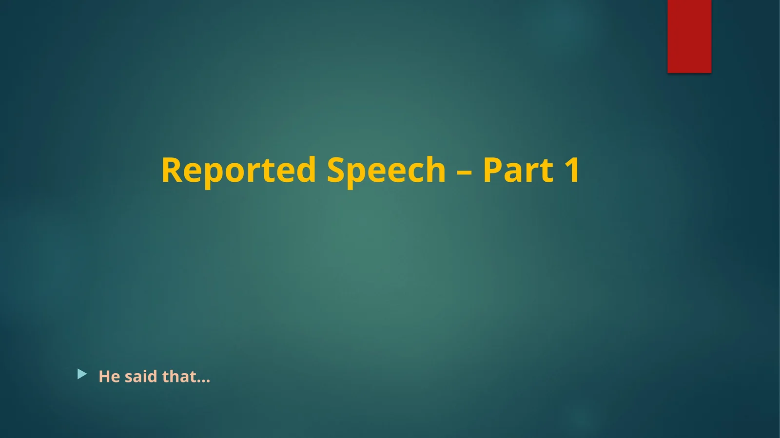 Reported Speech - Part 1