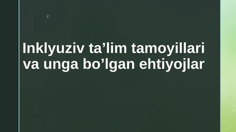Inklyuziv ta’limning e’tirof etilishi tamoyili