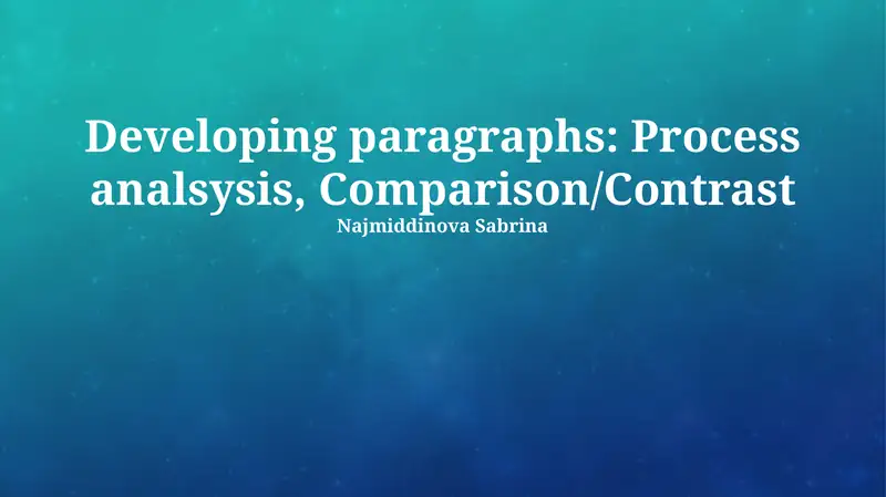 Comparison/Contrast Paragraphs