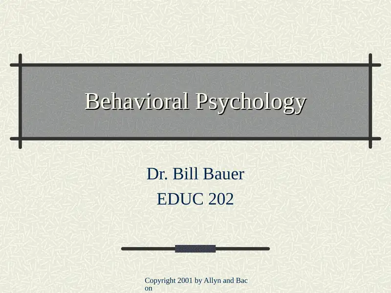 Behavioral Psychology