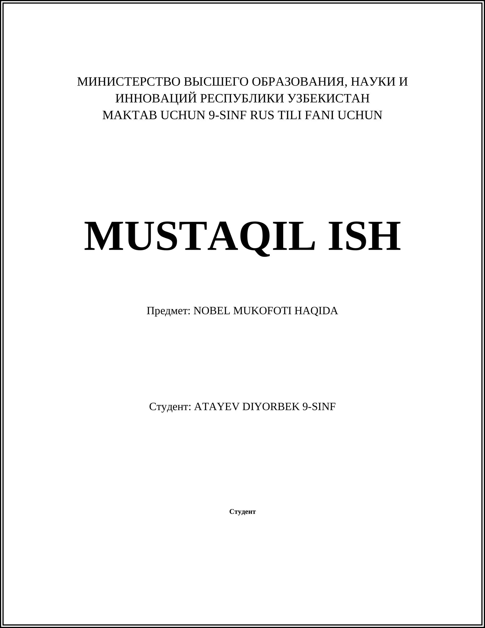 NOBEL MUKOFOTI HAQIDA