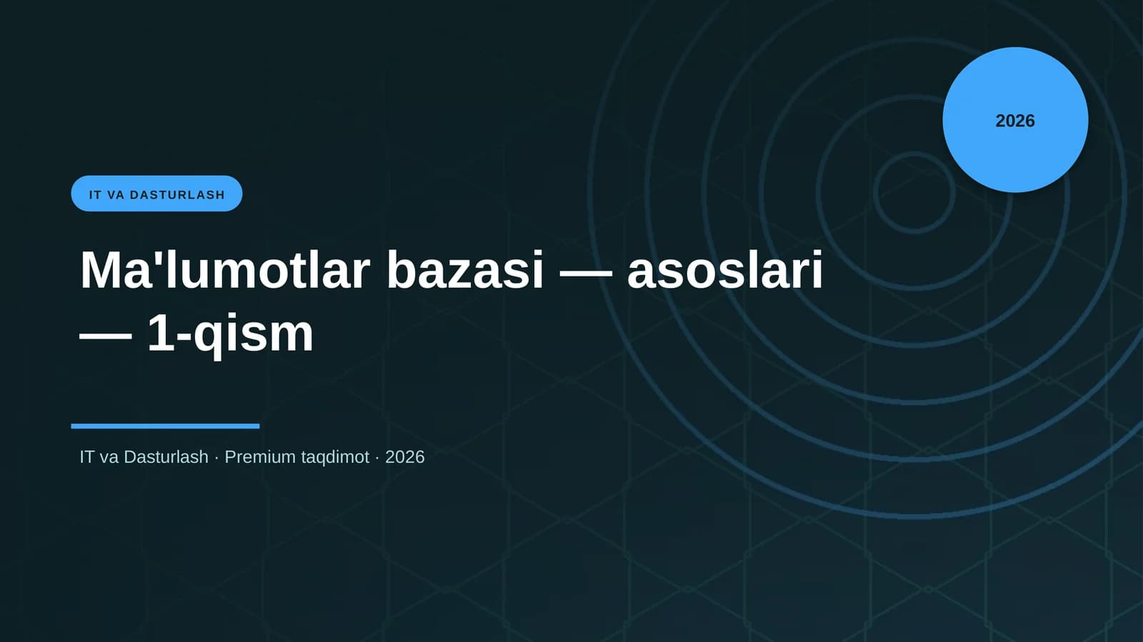 Ma'lumotlar bazasi — asoslari — 1-qism