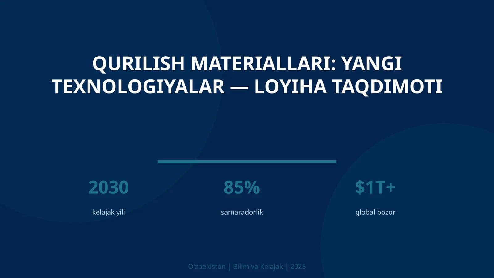 Qurilish materiallari: yangi texnologiyalar — loyiha taqdimoti