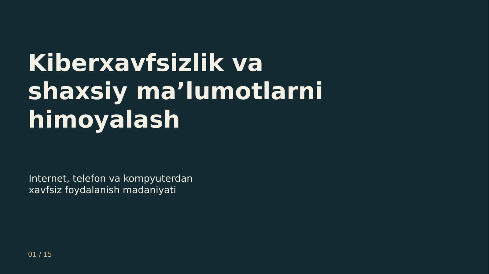 Kiberxavfsizlik va shaxsiy ma’lumotlarni himoyalash