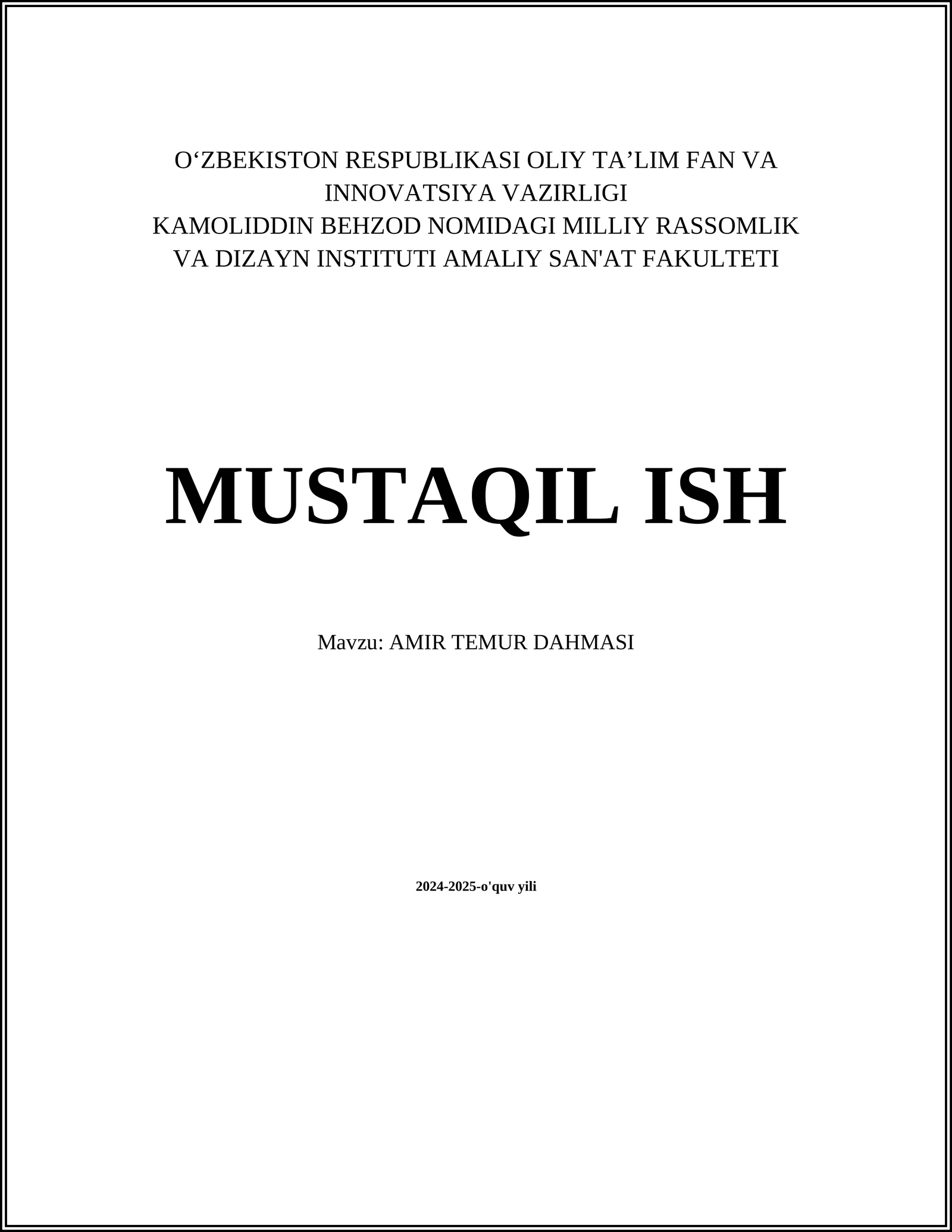 AMIR TEMUR DAHMASI