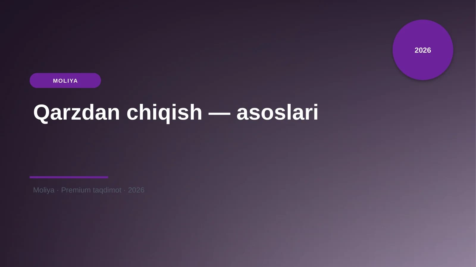 Qarzdan chiqish — asoslari