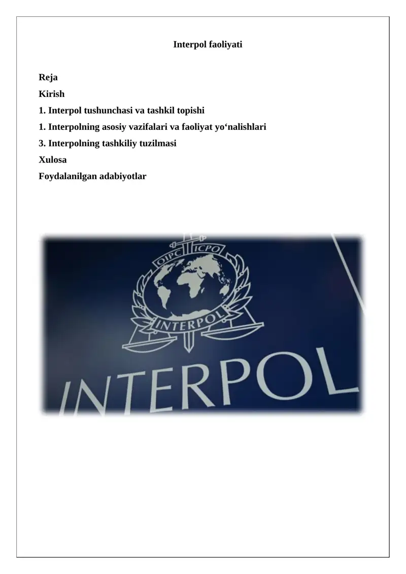 Interpol faoliyati