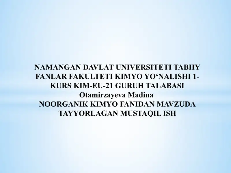 NITRID GIDROZIN GIDROKSILAMIN AZIT KISLOTASI