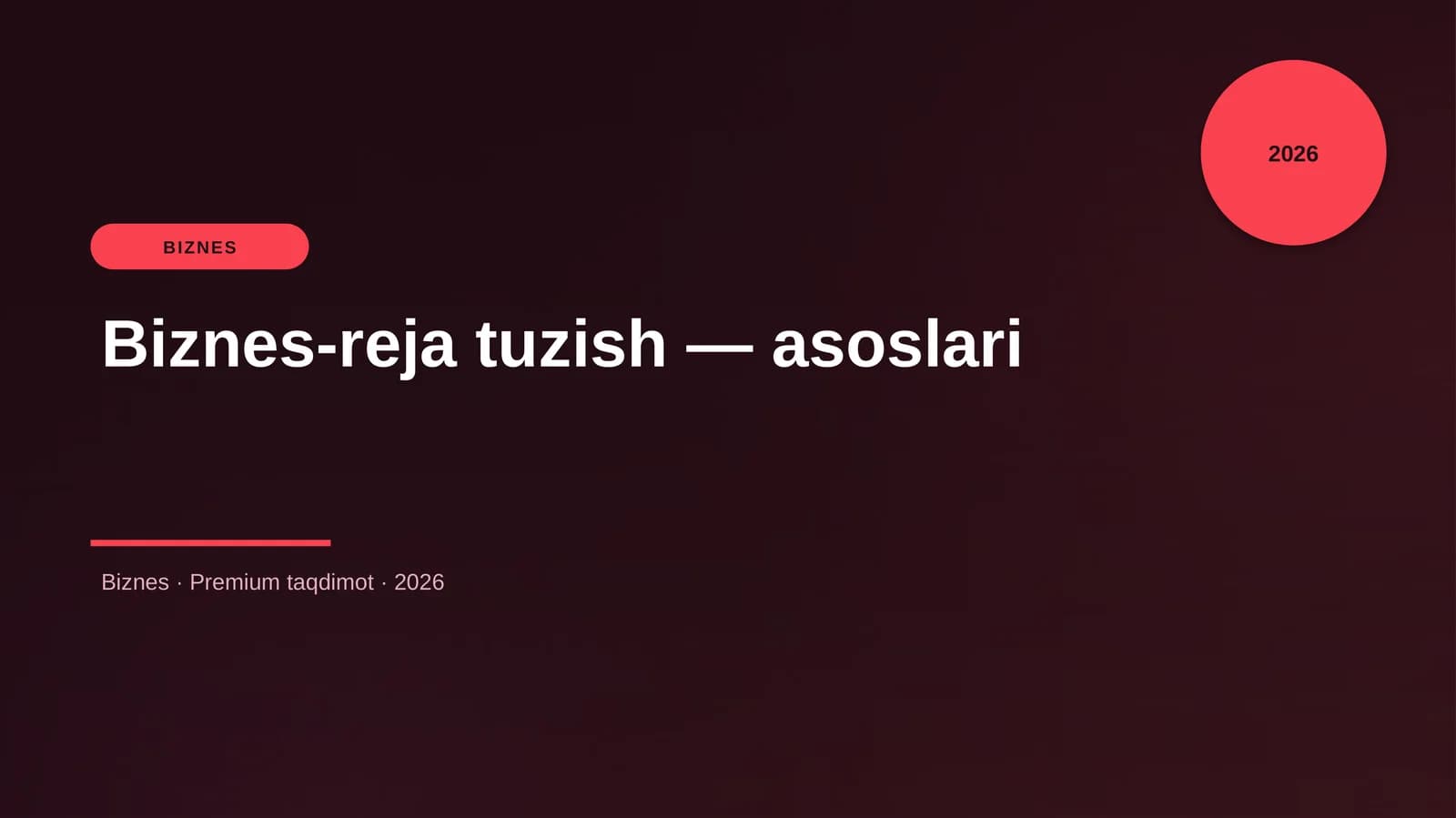 Biznes-reja tuzish — asoslari