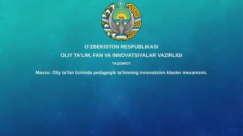 Pedagogik ta'limda innovatsion klaster mexanizmi