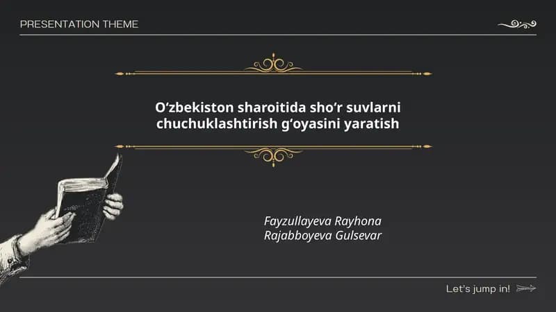 Shoʻr suvlarni chuchuklashtirish gʻoyasini yaratish