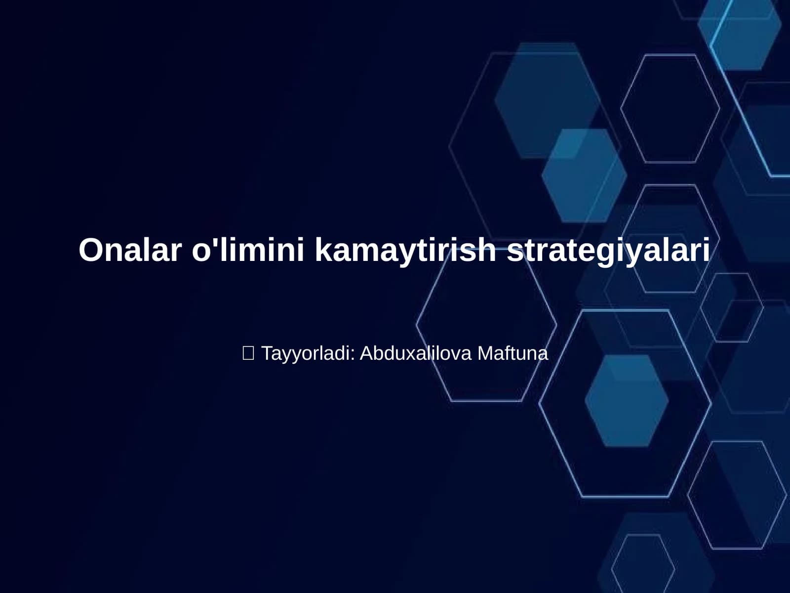 Onalar o'limini kamaytirish strategiyalari