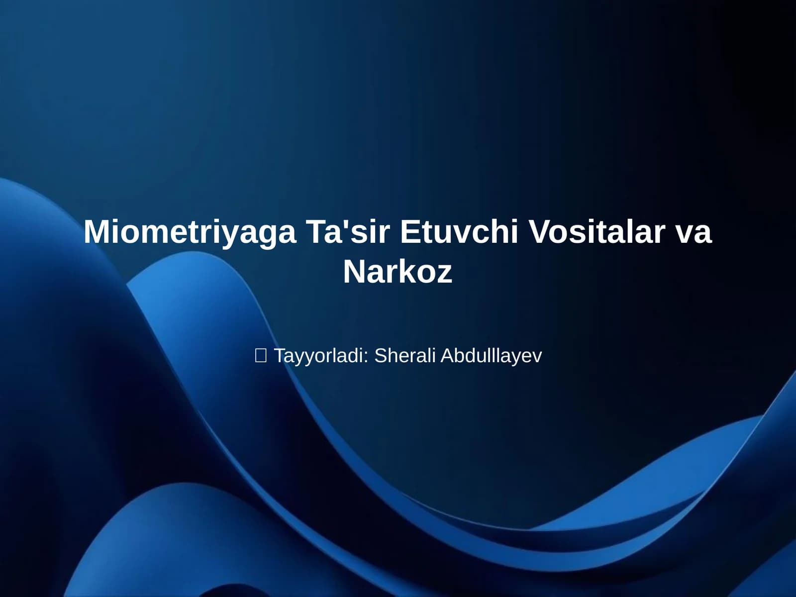 Miometriyaga Ta'sir Etuvchi Vositalar va Narkoz