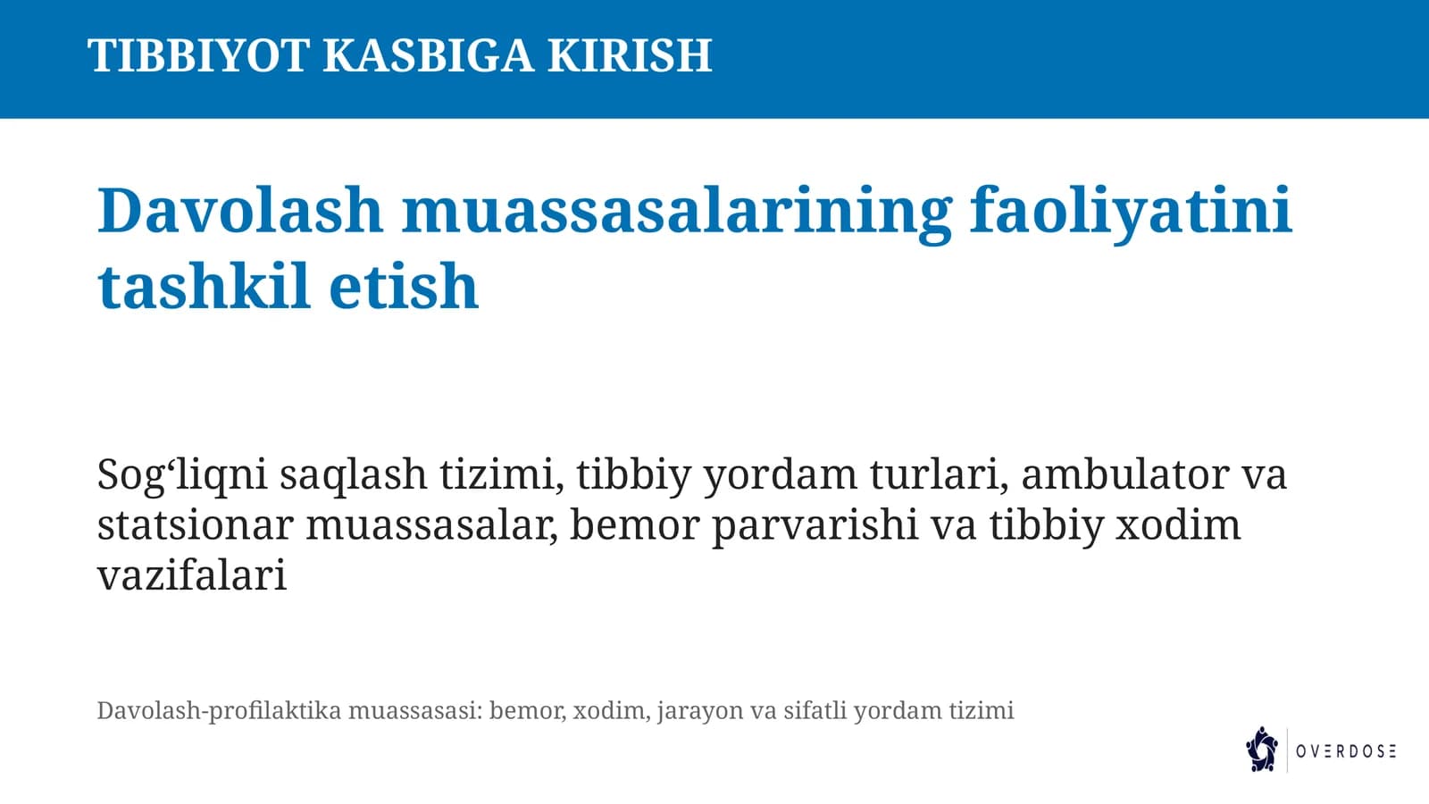 TIBBIYOT KASBIGA KIRISH
