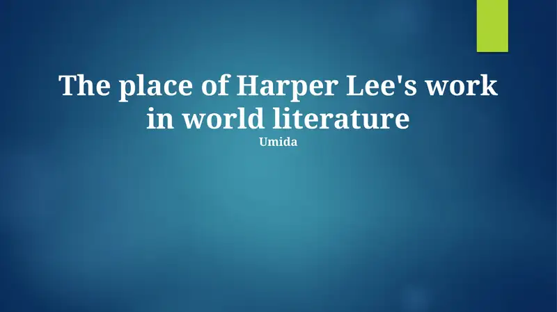 To Kill a Mockingbird