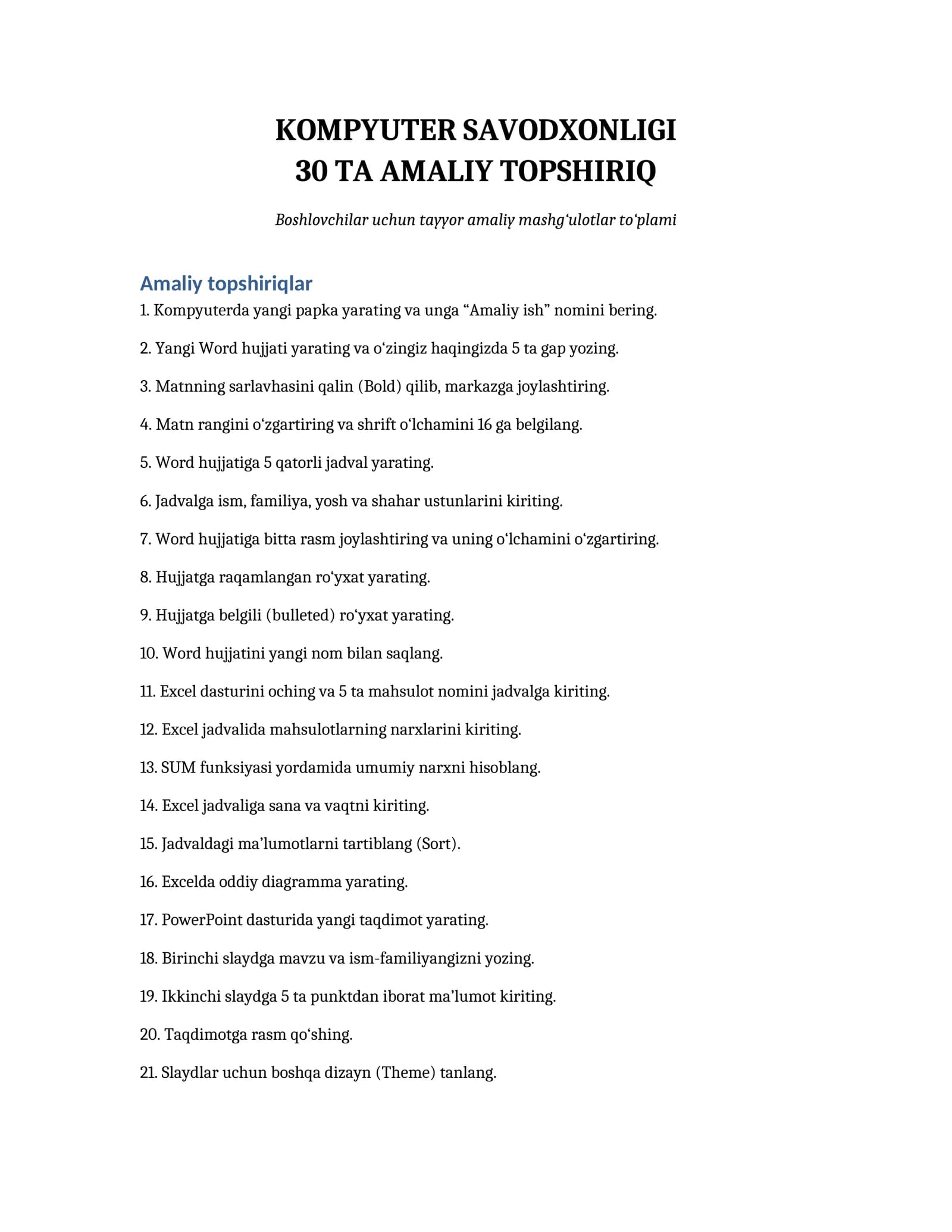 KOMPYUTER SAVODXONLIGI