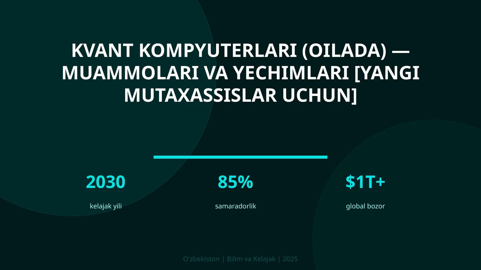 KVANT KOMPYUTERLARI (OILADA) — MUAMMOLARI VA YECHIMLARI [YANGI MUTAXASSISLAR UCHUN]