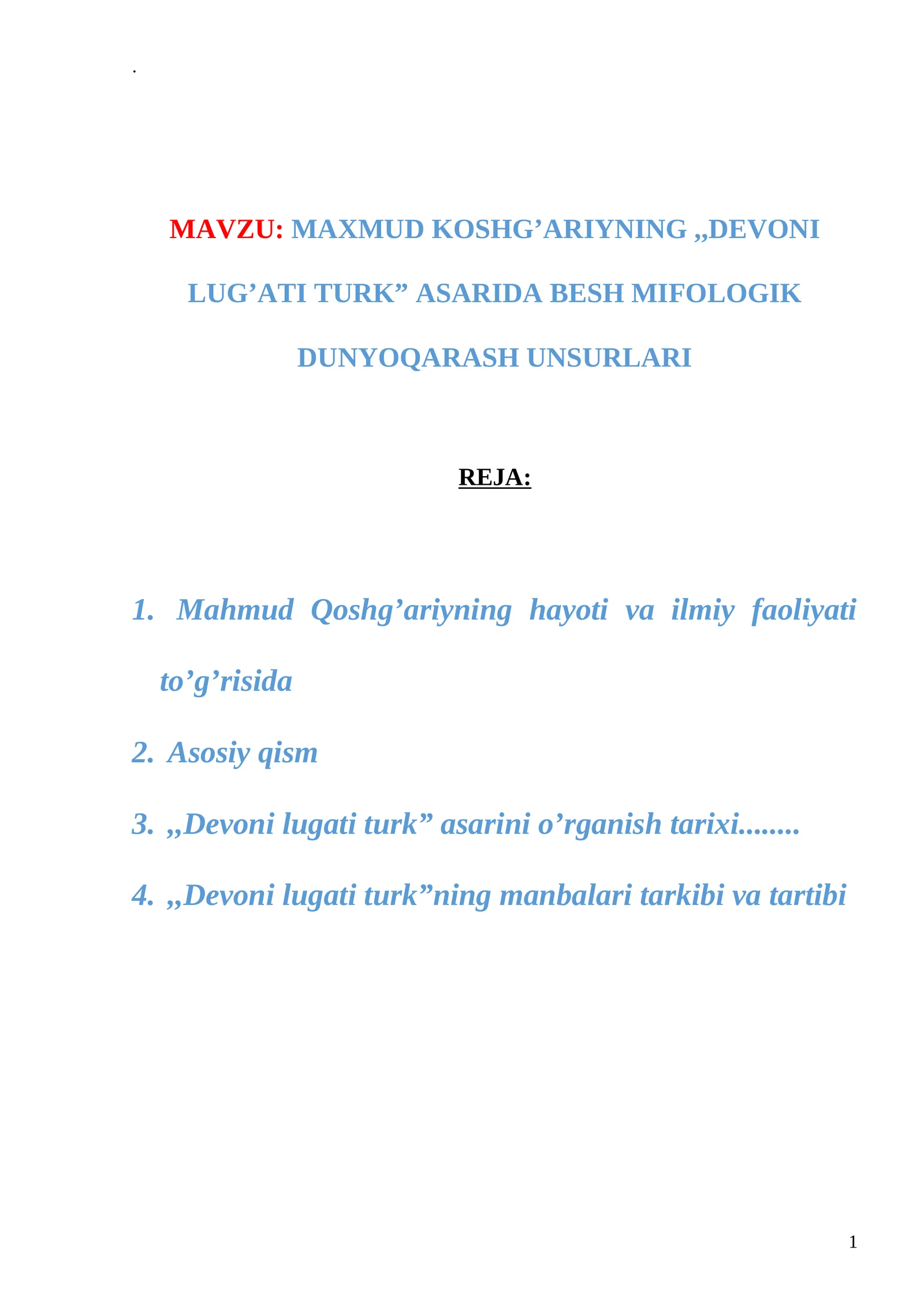 MAXMUD KOSHG’ARIYNING ,,DEVONI LUG’ATI TURK” ASARIDA BESH MIFOLOGIK DUNYOQARASH UNSURLARI