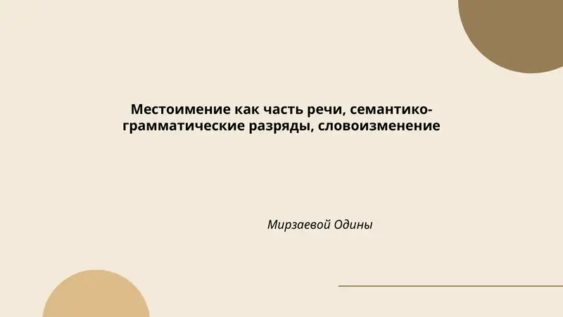 Местоимение как часть речи