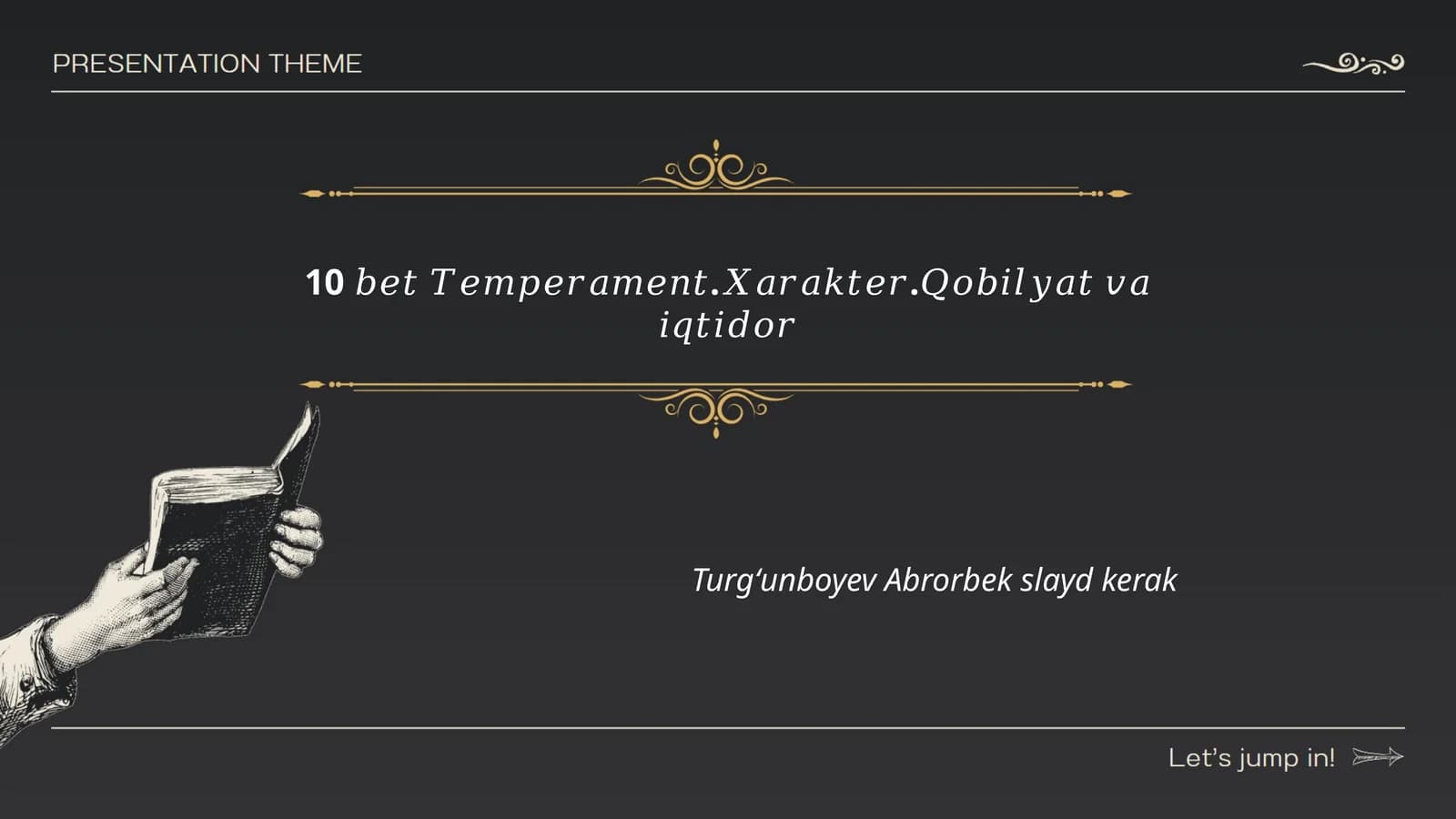 Turgʻunboyev Abrorbek slayd kerak