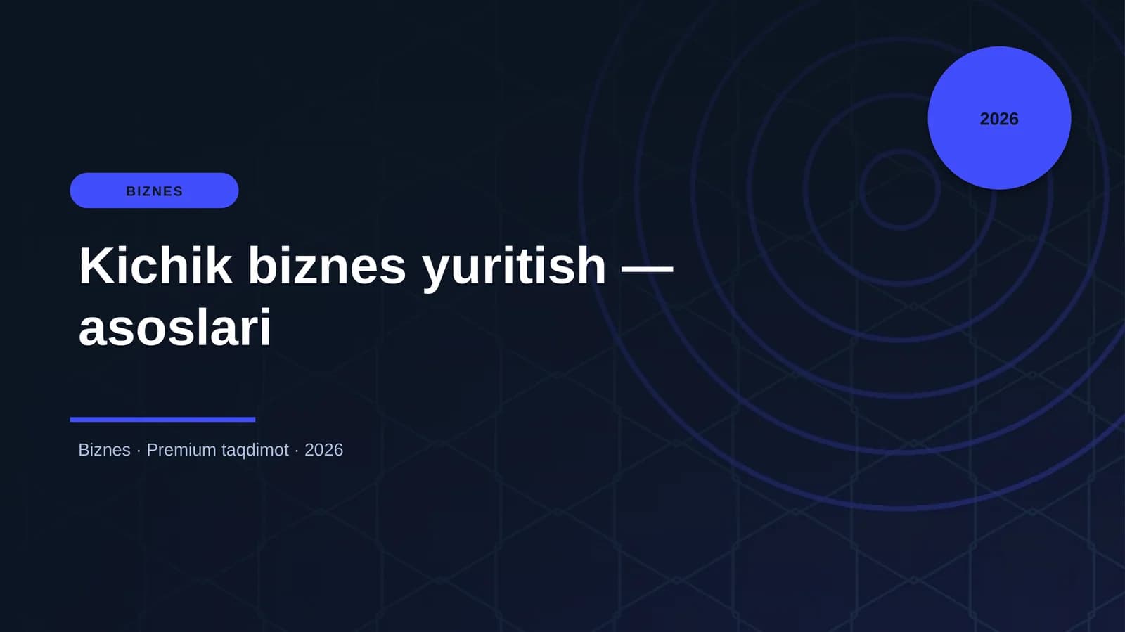 Kichik biznes yuritish — asoslari