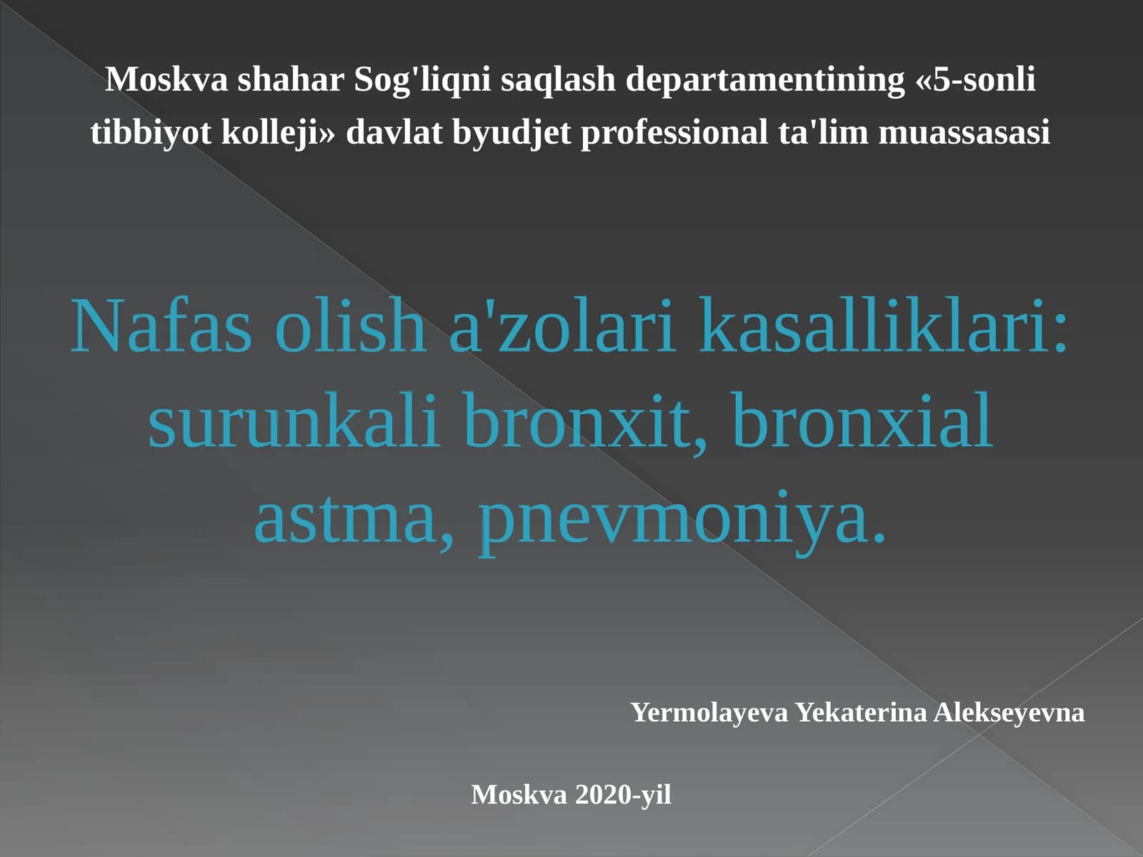 Nafas a'zolari kasalliklari - bronxit, astma va pnevmoniya