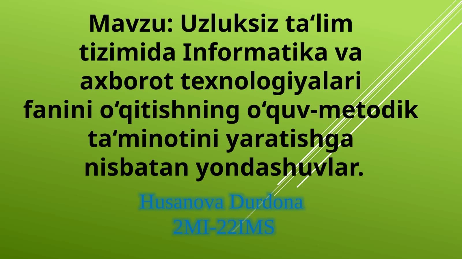 Uzluksizta‘lim tizimida Informatika va axborot texnologiyalari fanini o‘qitishning o‘quv-metodik ta‘minoti