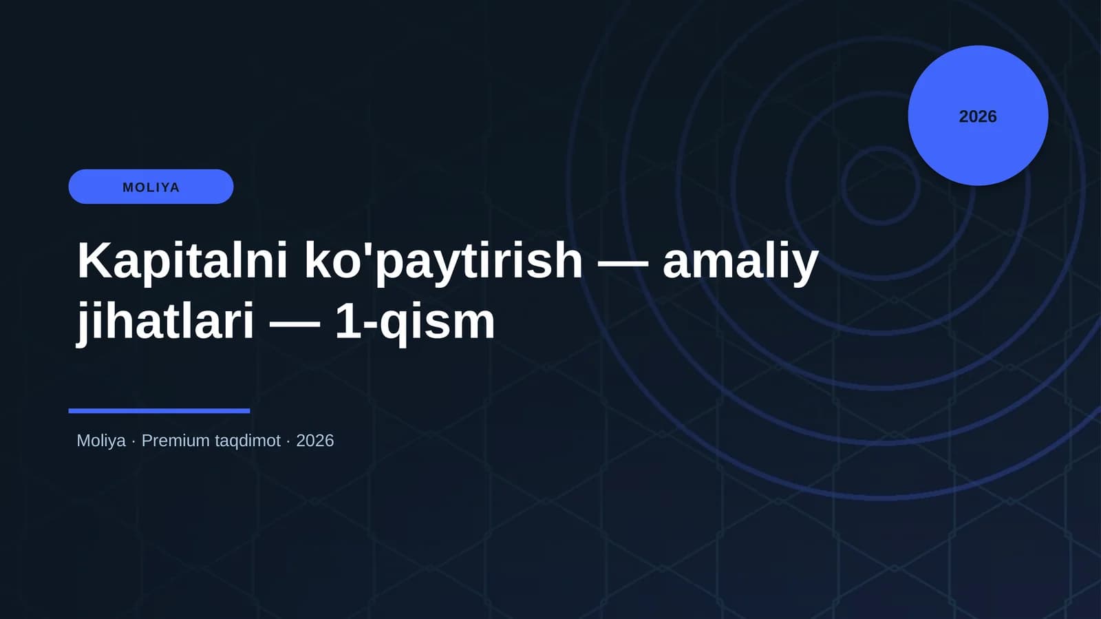 Kapitalni ko'paytirish — amaliy jihatlari — 1-qism
