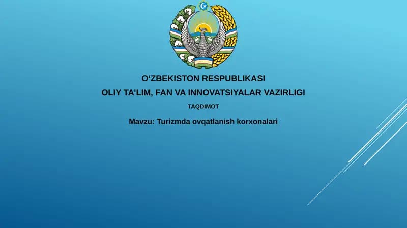 Turizmda ovqatlanish korxonalari