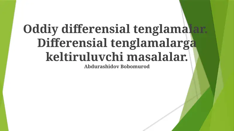 Oddiy differensial tenglamalar